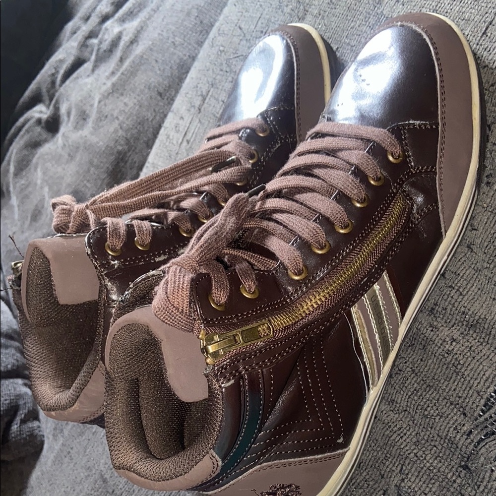 U.S. Polo Assn. Brown and Gold Sneakers with Suede and Leather